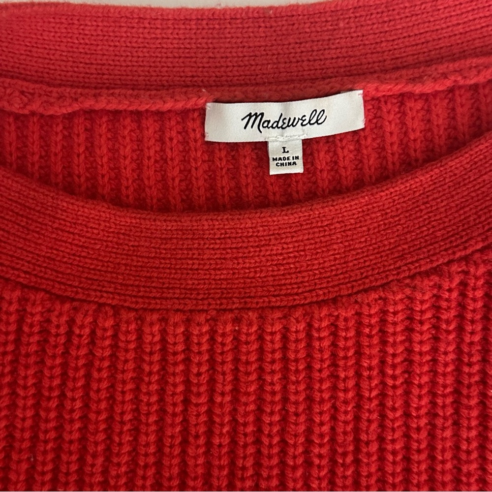 Madewell Enamel Red Calloway Chunky Ribbed Boatneck Sweater Size Large - Picture 7 of 11